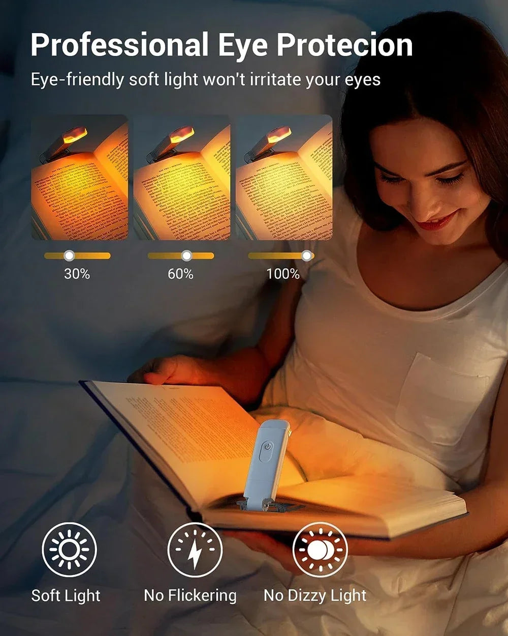 LED USB Rechargeable Book Light Reading Light Eye Protection Night Light Portable Clip Desk Light Bookmark Read Light Night Lamp
