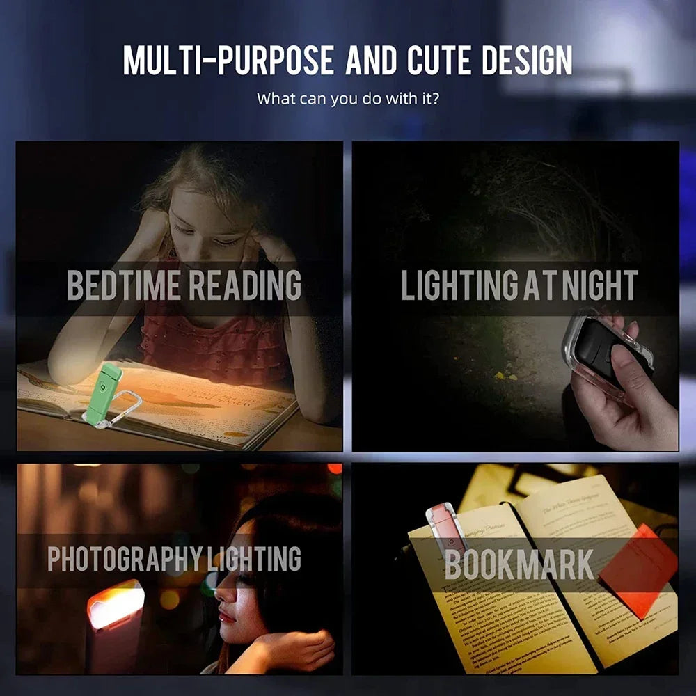LED USB Rechargeable Book Light Reading Light Eye Protection Night Light Portable Clip Desk Light Bookmark Read Light Night Lamp