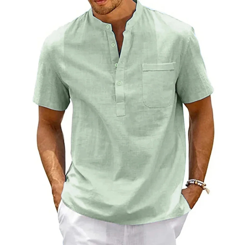 Cotton Linen Shirt Men