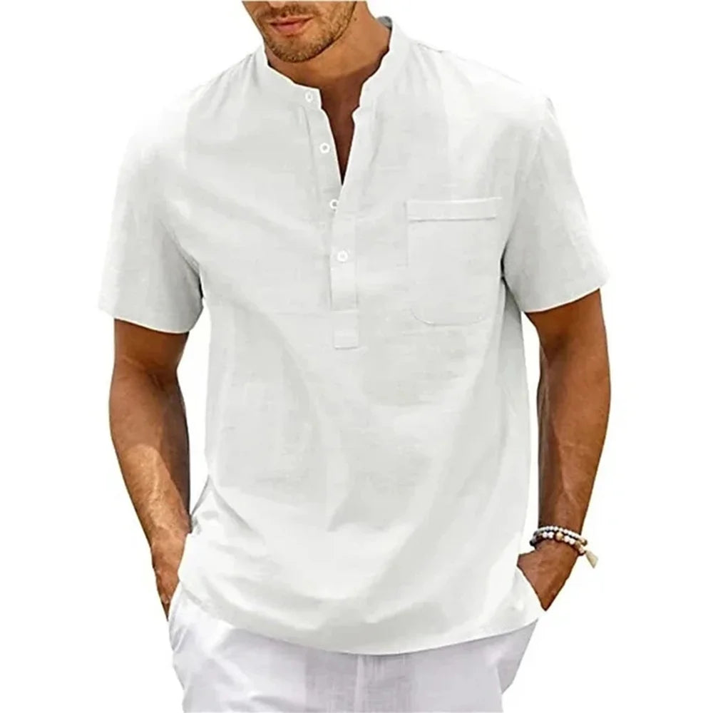 Cotton Linen Shirt Men