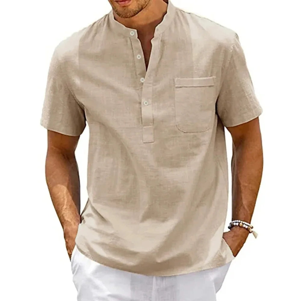 Cotton Linen Shirt Men